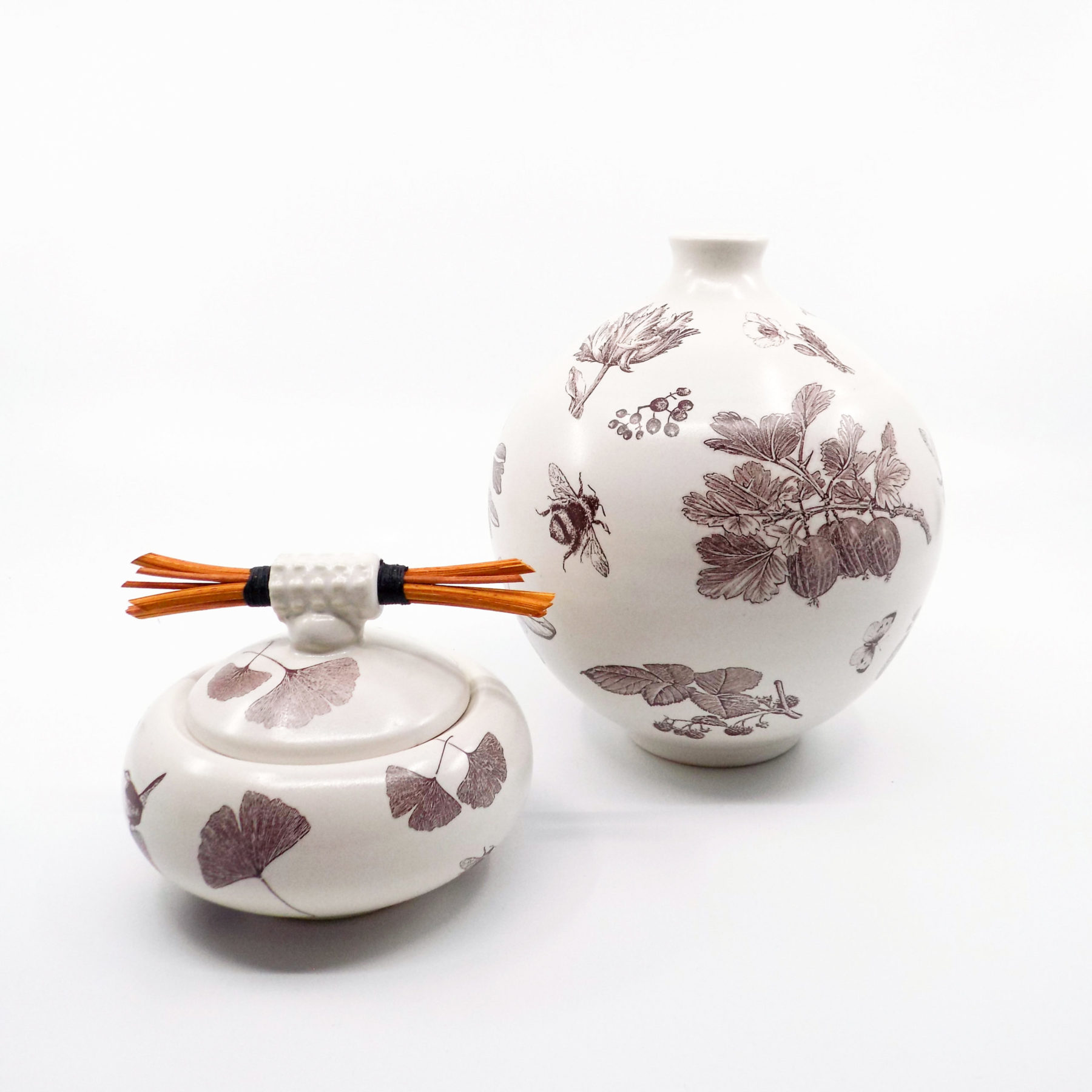 Botanical Vase & Ginko Lidded Jar
