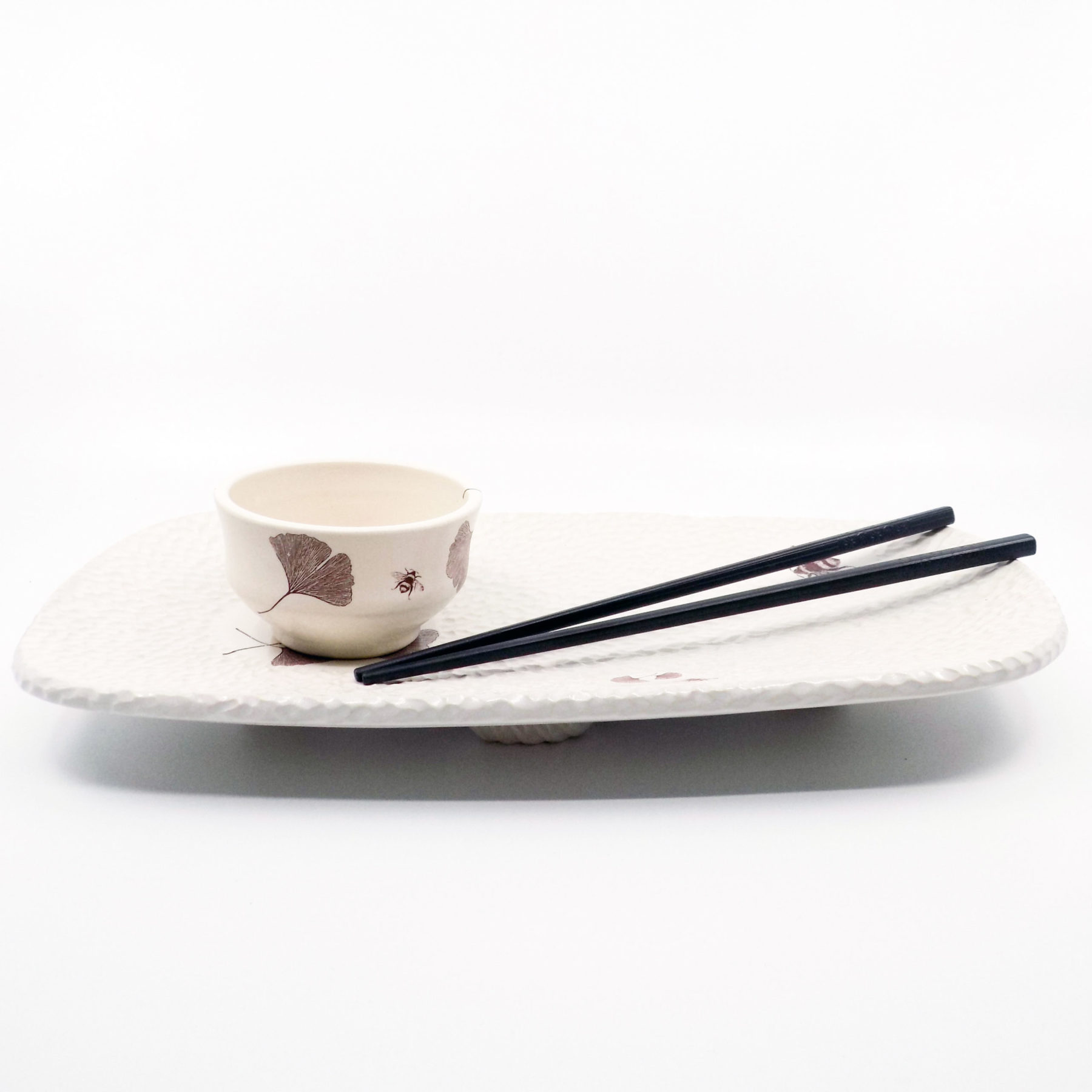 Carved Ginko set w/ Chopstix