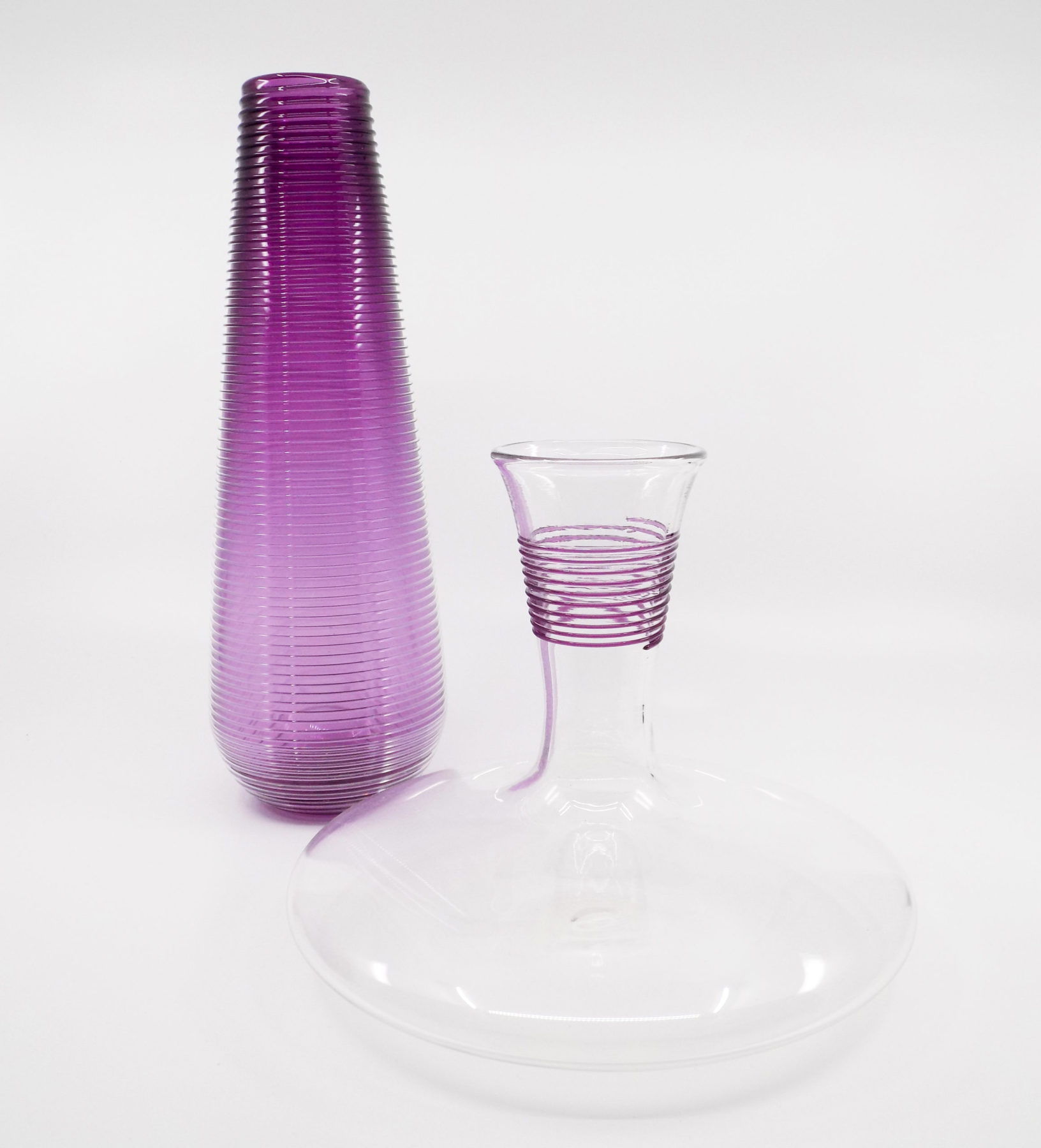 Threaded Cone Vase & Long Neck Decanter