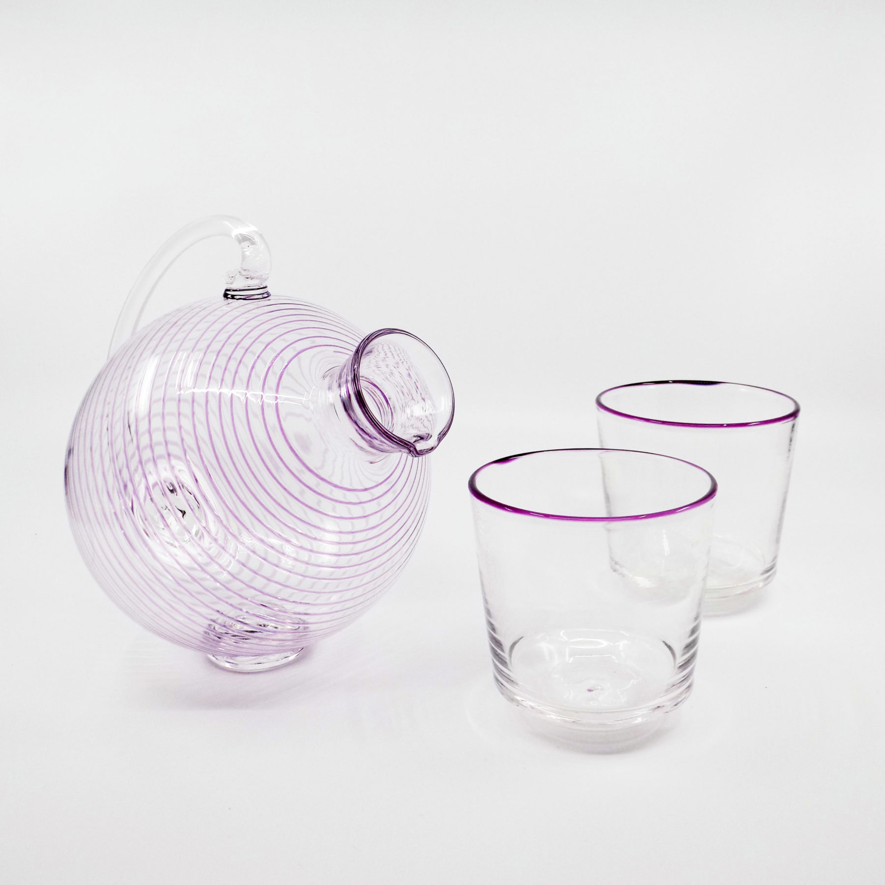 Amethyst Threaded Spherical Decanter w/ Tumbler