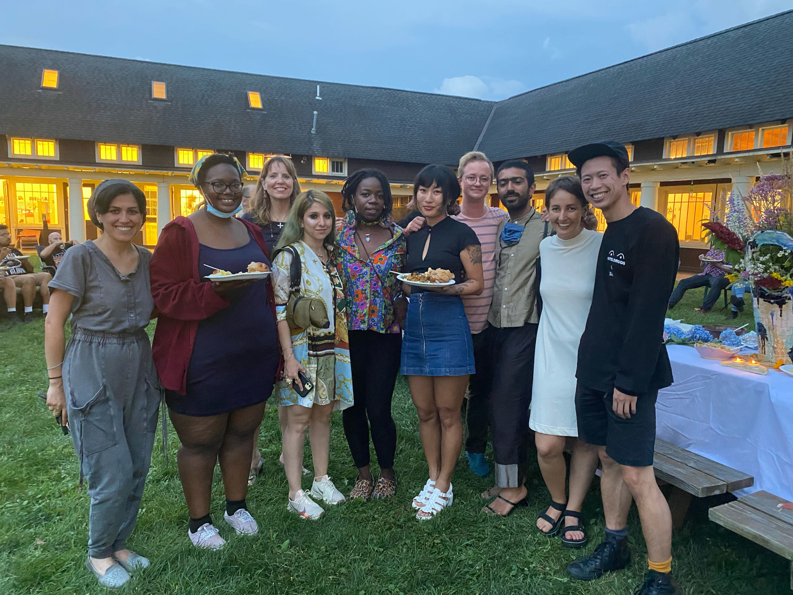 CVA students and faculty gathered at a dinner in the Arts Quad