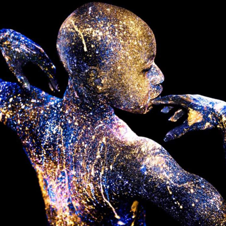 Image of a person covered in glitter