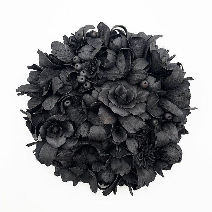 A circle of black flowers