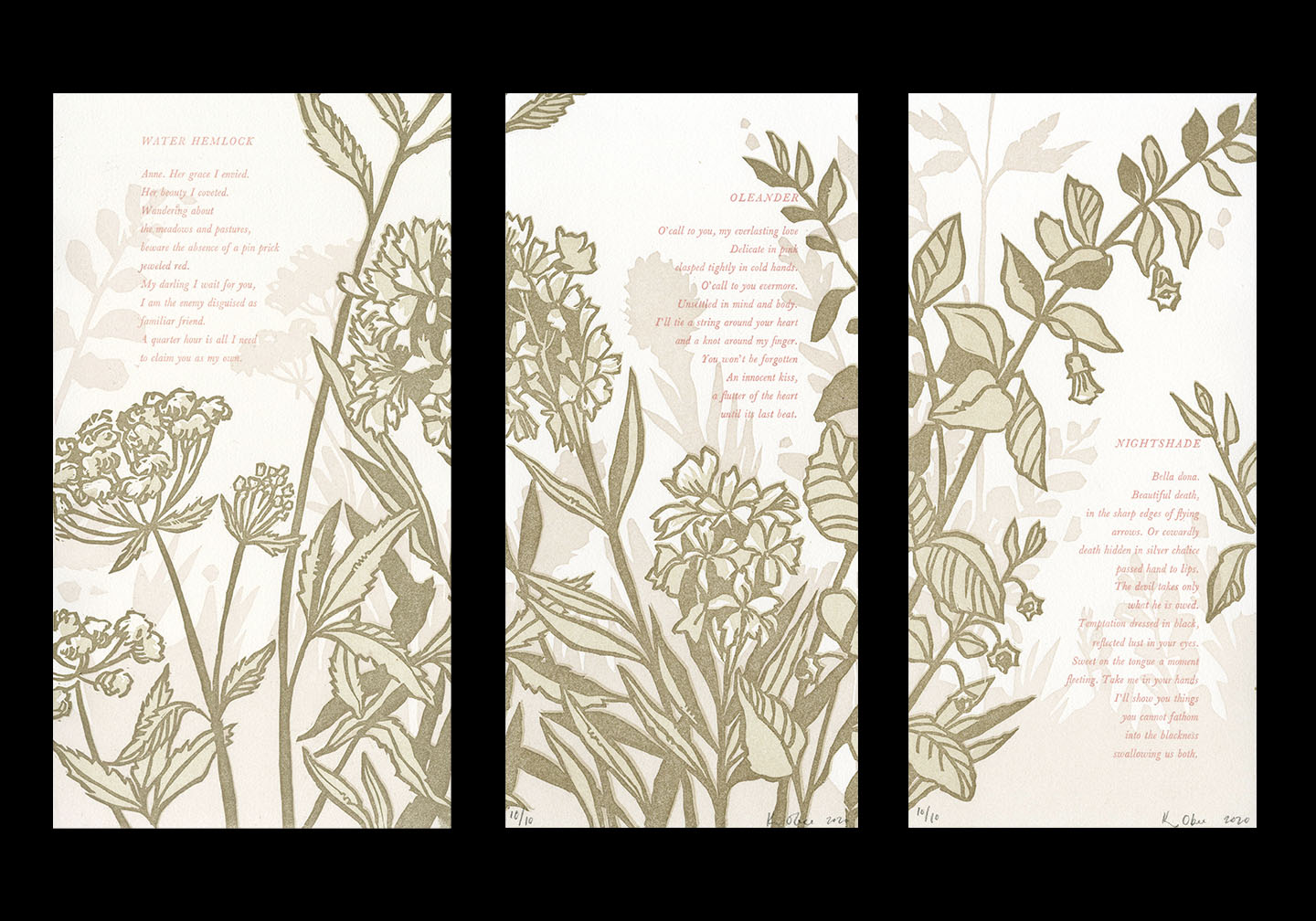 Flora Fatalis Tryptic – Water Hemlock, Oleander, & Nightshade