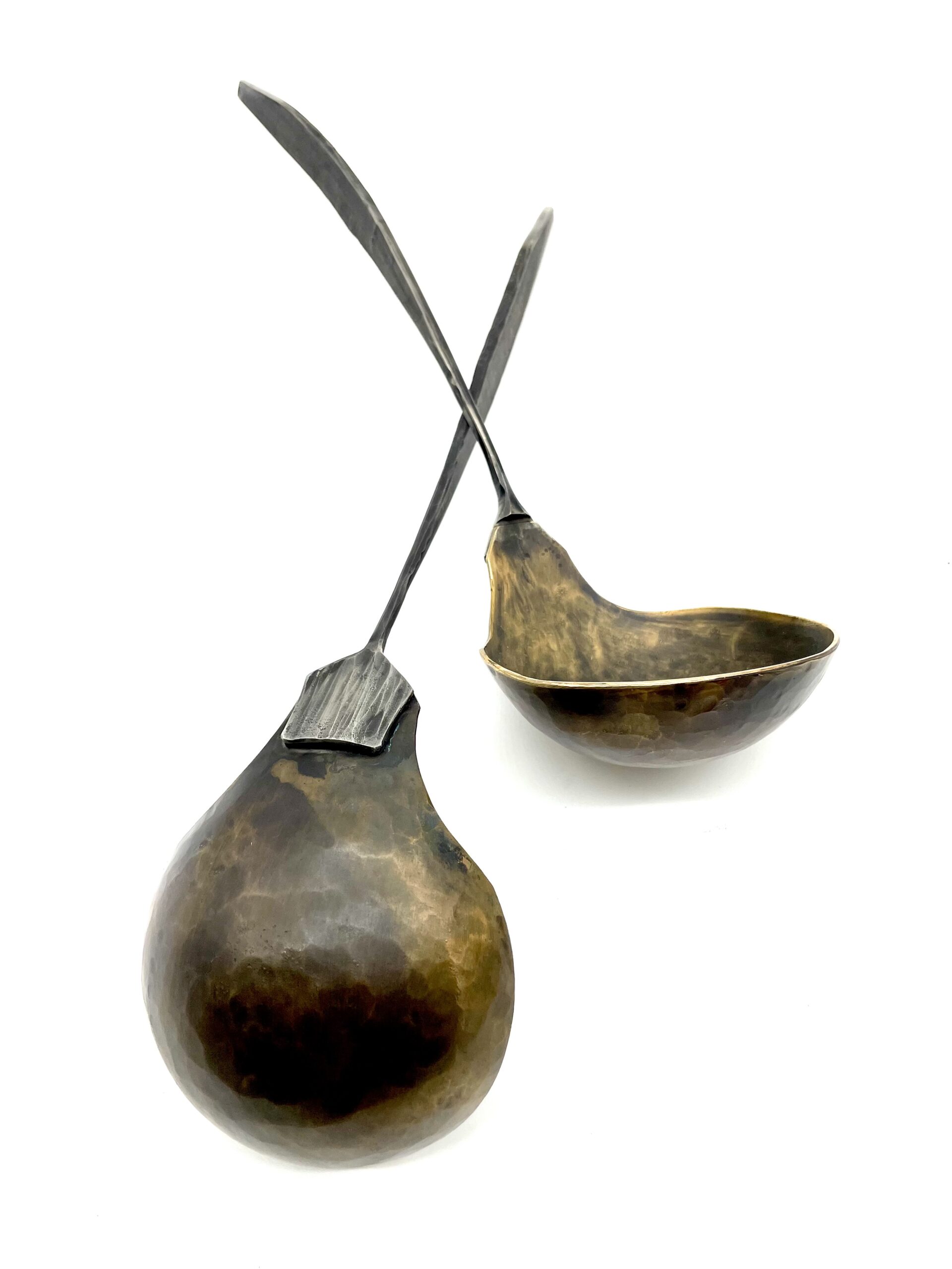 Bronze and stainless straight handle Ladle