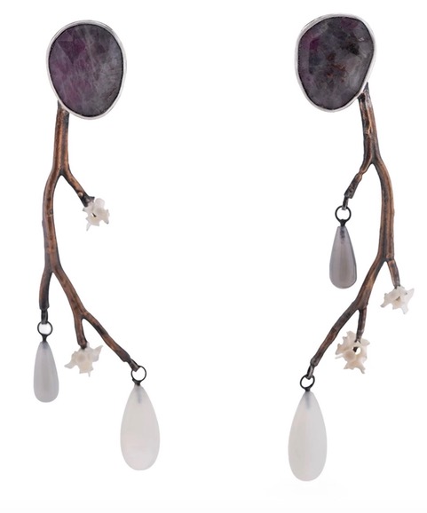 Ruby Zoisite Lilio Earrings